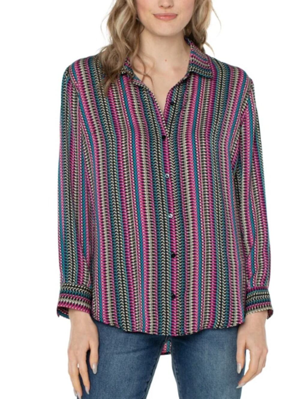Liverpool Los Angeles Button Up Jewel Tone Blouse sz M